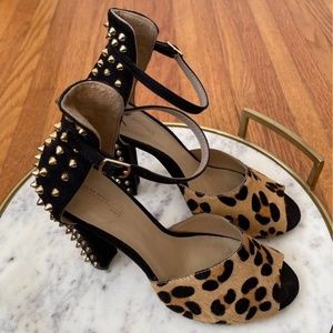 Zara Leopard & Stud Heeled Sandals